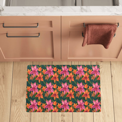 Amaryllis Pattern Print Design AL01 Kitchen Mat