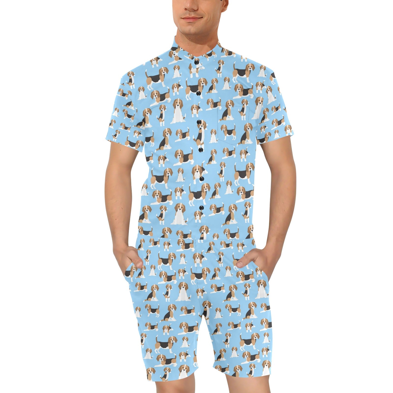 Beagle Pattern Print Design 03 Men's Romper