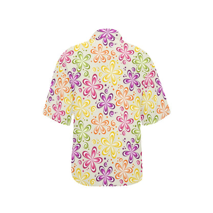 Flower Power Colorful Design Print Women's Hawaiian Shirt
