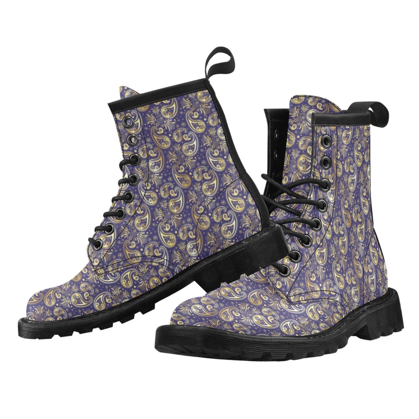 Paisley Blue Yellow Design Print Women's Boots