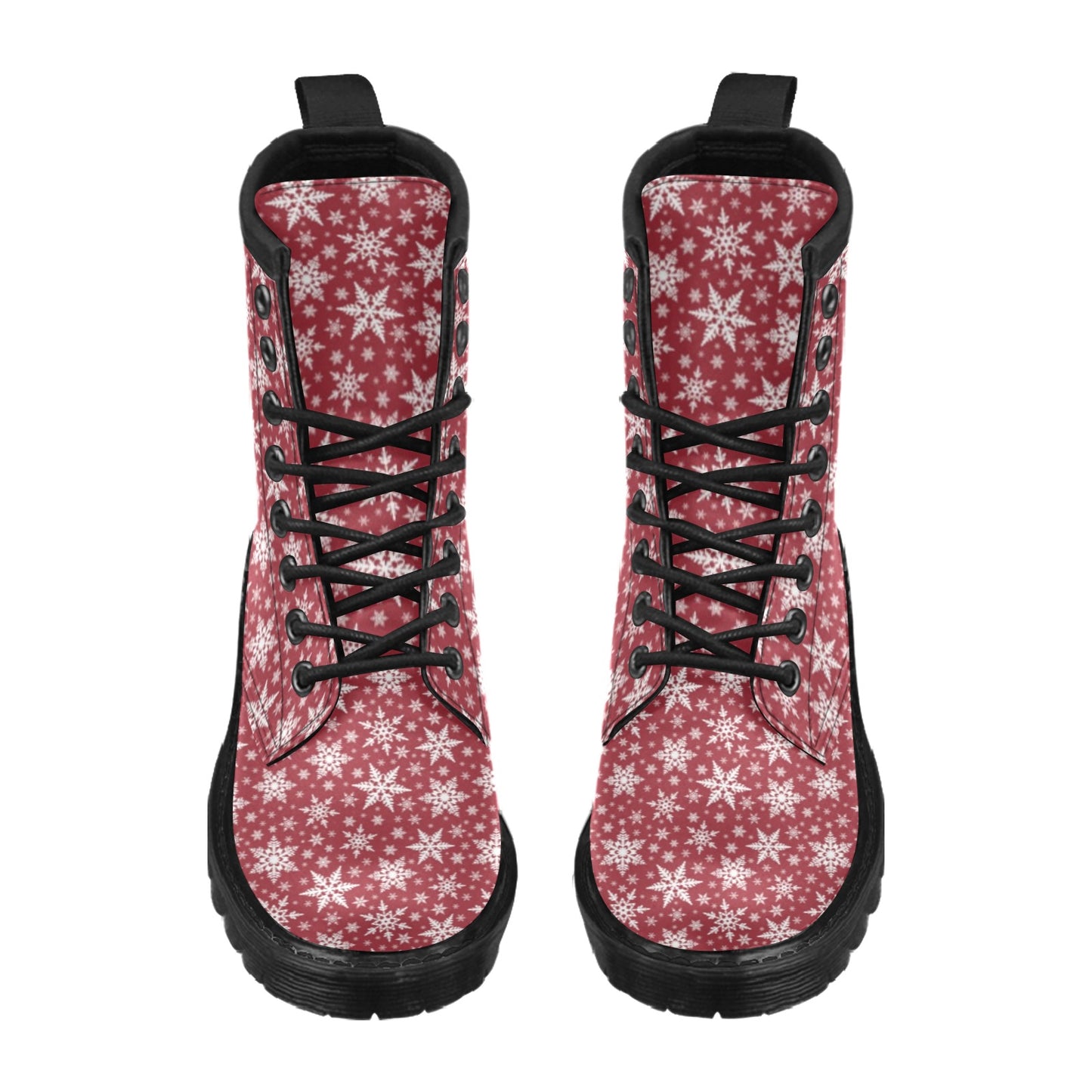 Snowflake Red Print Design LKS302 Women's Boots