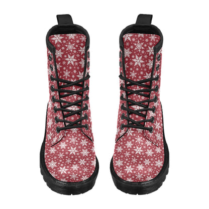 Snowflake Red Print Design LKS302 Women's Boots