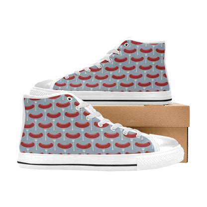 Sausage Print Design LKS301 High Top Women's White Shoes