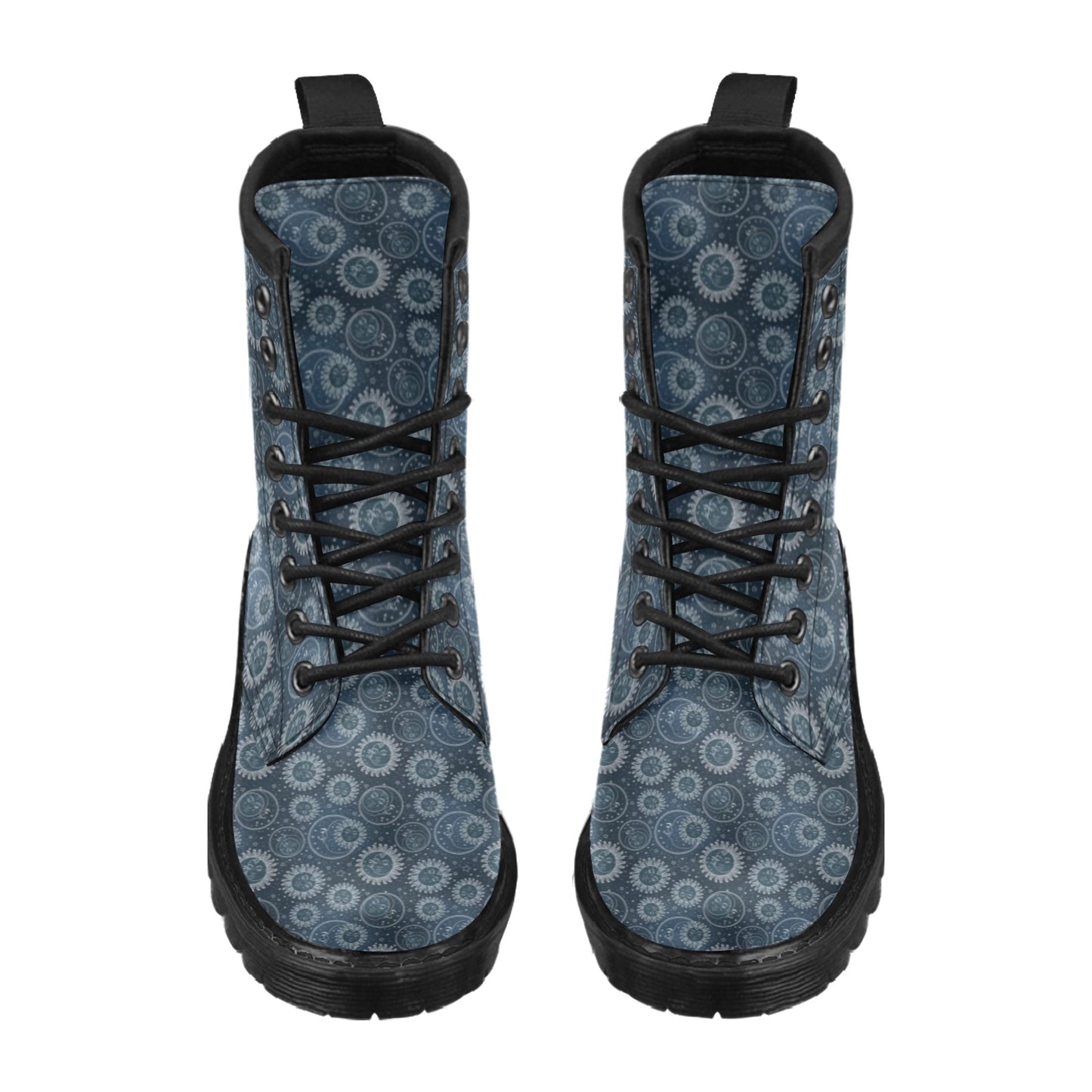 Sun Moon Tattoo Design Themed Print Women's Boots