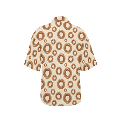 Bagel Pattern Print Design 01 Women's Hawaiian Shirt