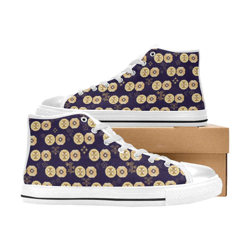 Sakura Print Design LKS303 High Top Women's White Shoes