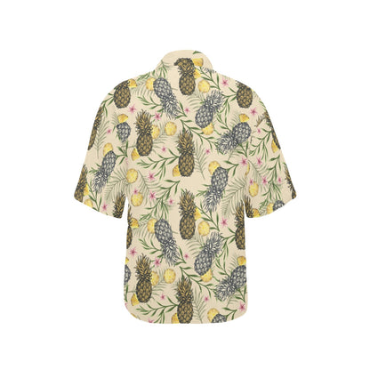 Pineapple Pattern Print Design PP012 Women's Hawaiian Shirt