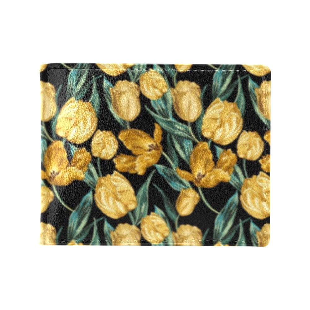 Elegant Yellow Tulip Print Men's ID Card Wallet