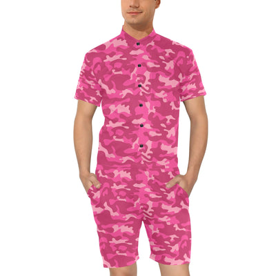 Camo Pink Pattern Print Design 01 Men's Romper