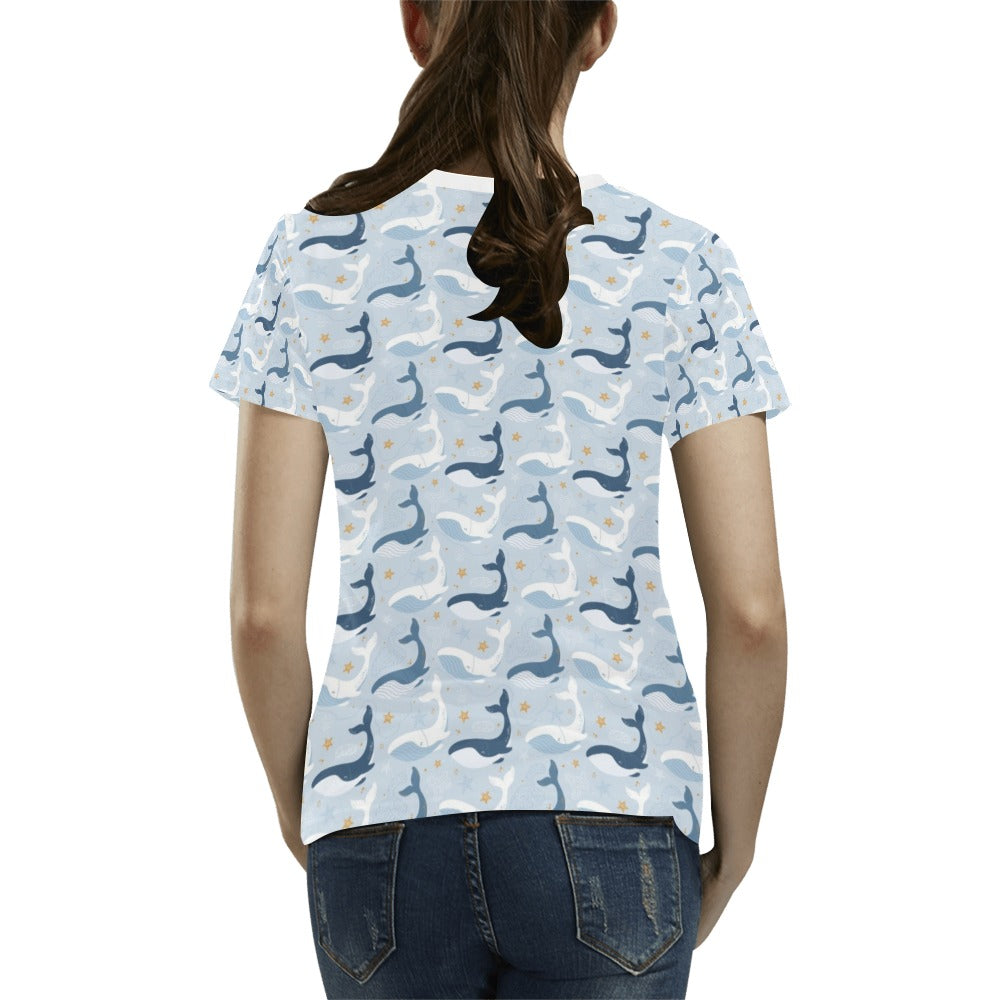 Whale Print Design LKS305 Women's  T-shirt