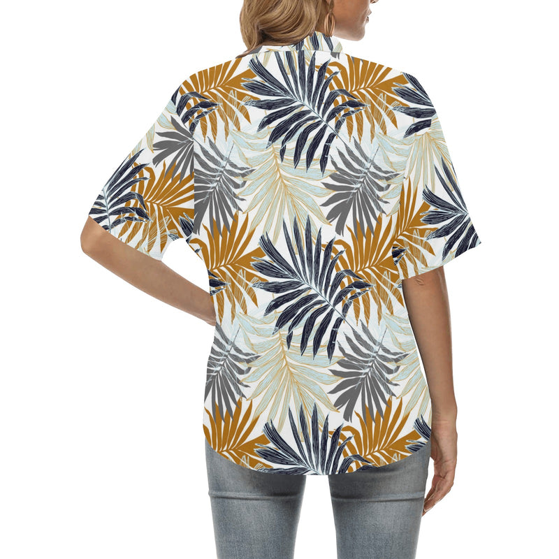 Colorful Tropical Palm Leaves Women's Hawaiian Shirt