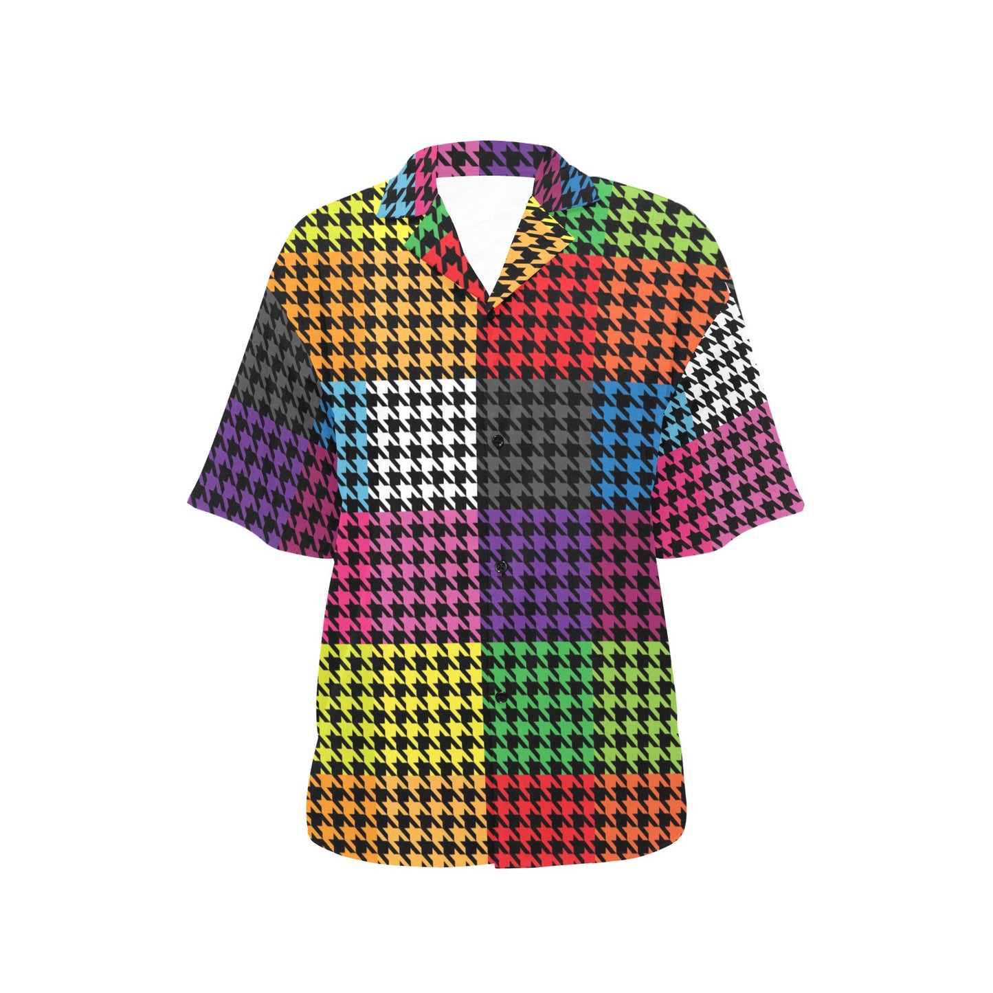 Houndstooth Colorful Pattern Print Design 01 Women's Hawaiian Shirt