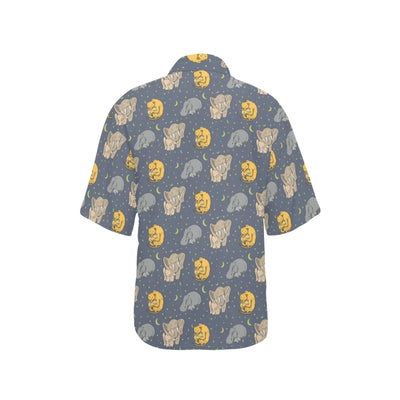 Safari Elephant Lion Print Design LKS303 Women's Hawaiian Shirt