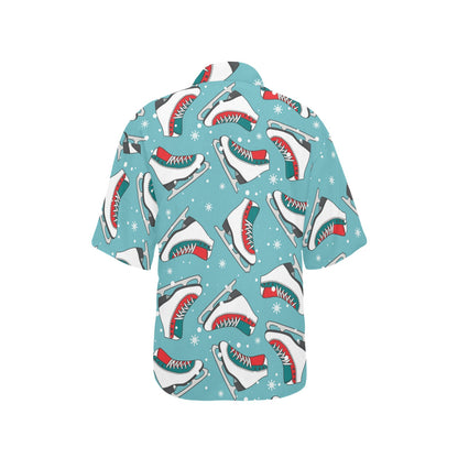 Ice Skate Pattern Print Design 03 Women's Hawaiian Shirt