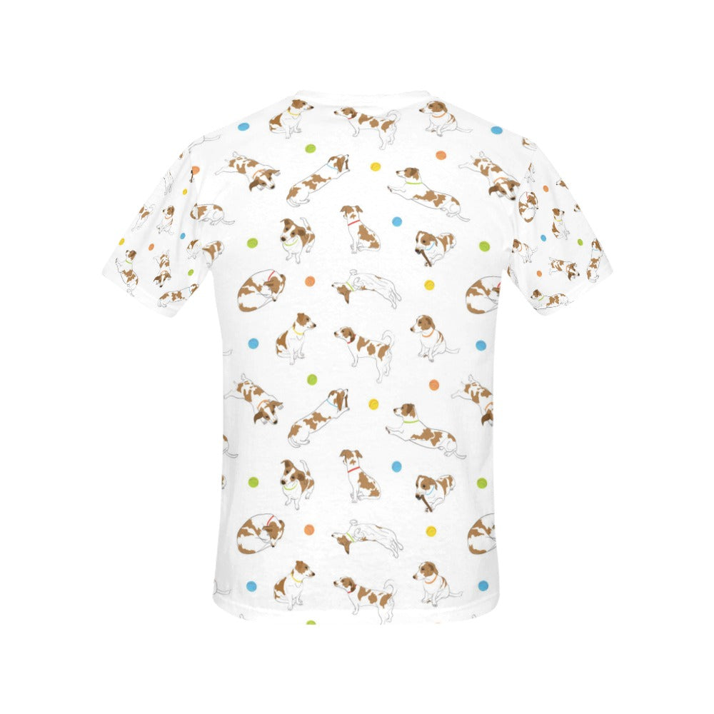 Russell Terriers With Balls Print Design LKS307 Women's  T-shirt