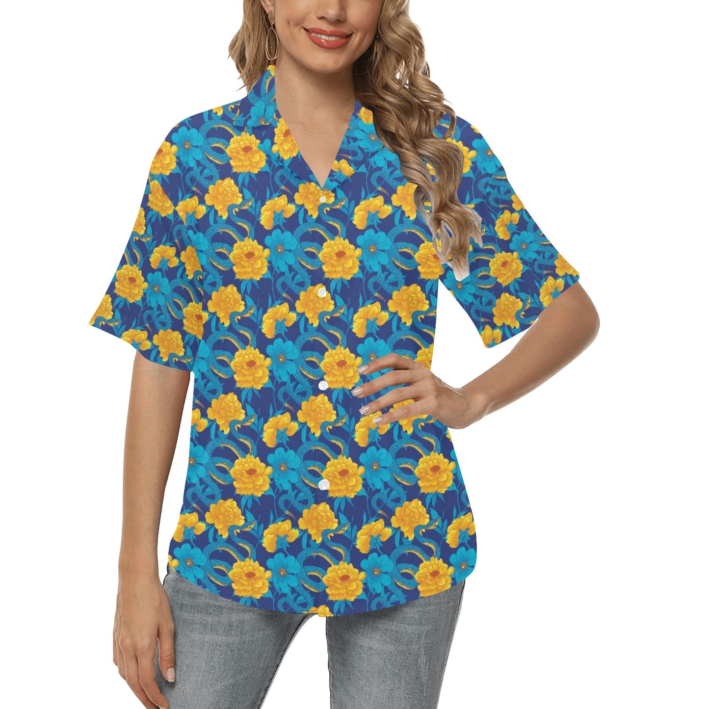 Boa Pattern Print Design 01 Women's Hawaiian Shirt