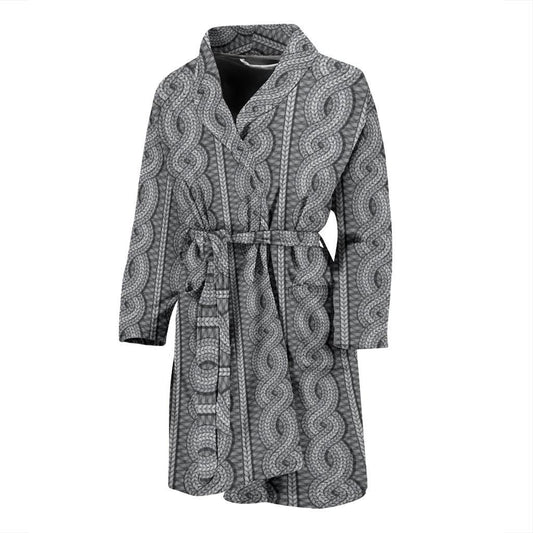 Cable Knit Pattern Print Design 01 Men Bathrobe-JORJUNE.COM