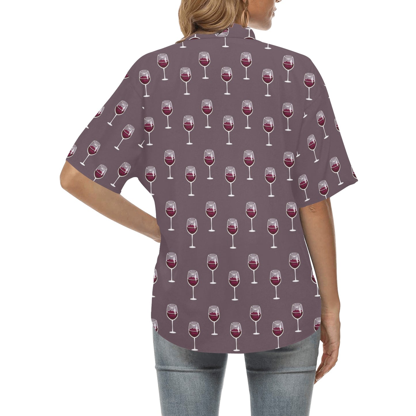 Wine Glass Pattern Print Design LKS305 Women's Hawaiian Shirt