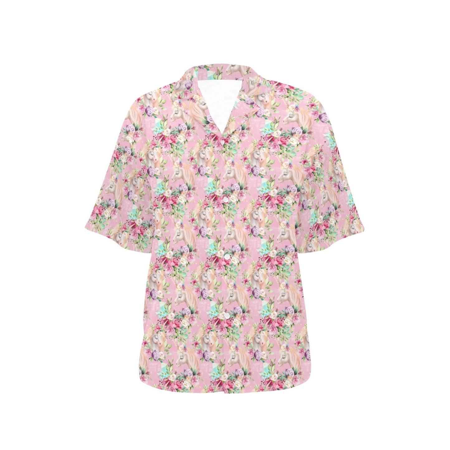 Unicorn Princess with Rose Women's Hawaiian Shirt