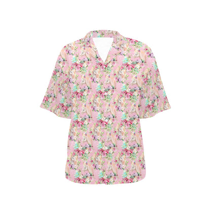 Unicorn Princess with Rose Women's Hawaiian Shirt