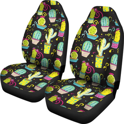 Cactus Neon Style Print Pattern Universal Fit Car Seat Covers