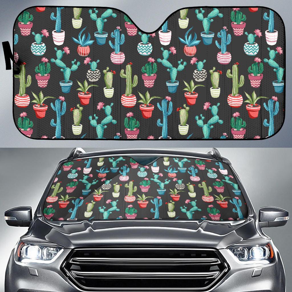 Cactus Pattern Print Design 02 Car Sun Shade-JORJUNE.COM