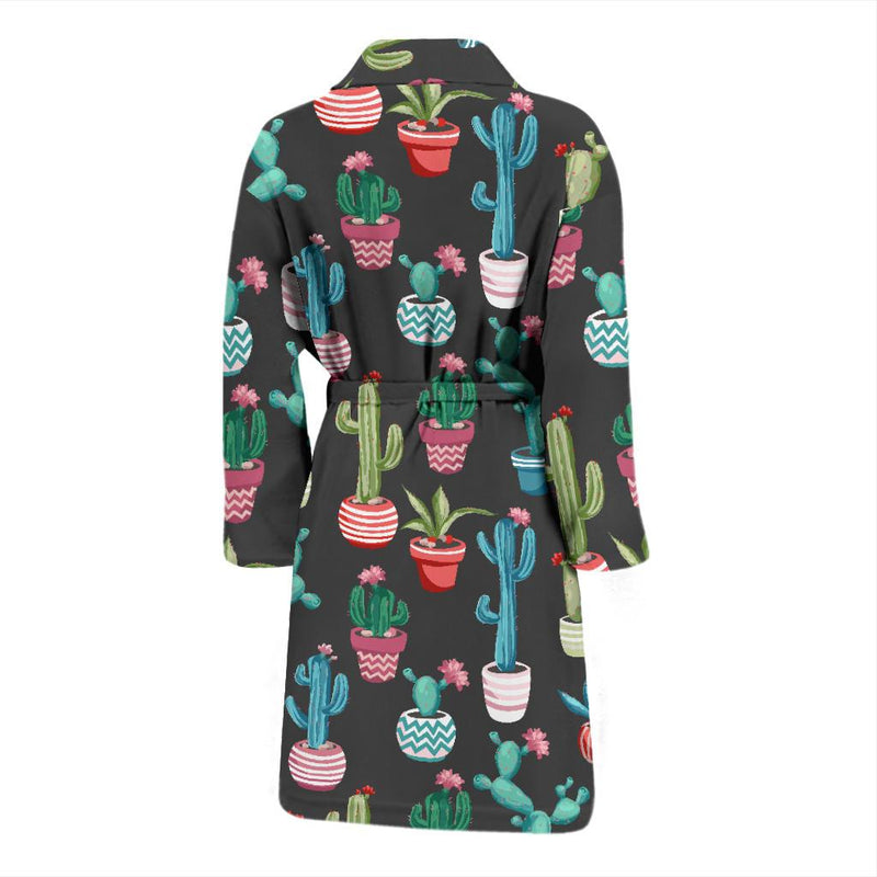 Cactus Pattern Print Design 02 Men Bathrobe-JORJUNE.COM