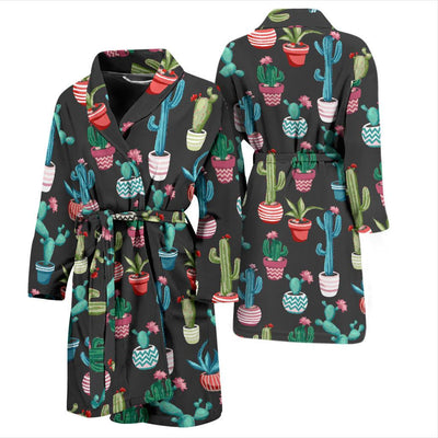 Cactus Pattern Print Design 02 Men Bathrobe-JORJUNE.COM