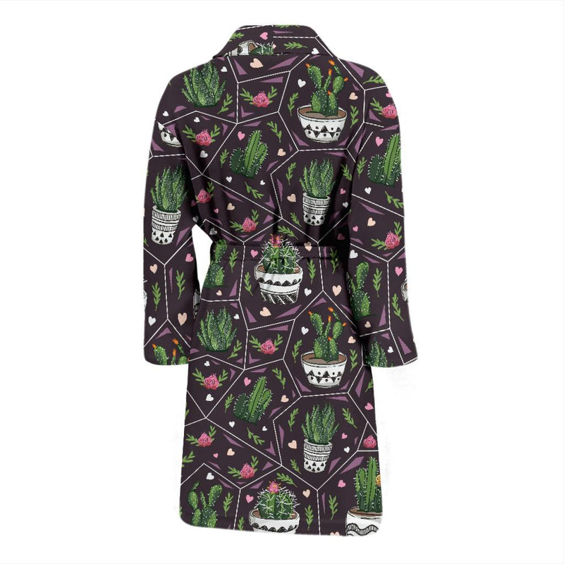 Cactus Pattern Print Design 03 Men Bathrobe-JORJUNE.COM