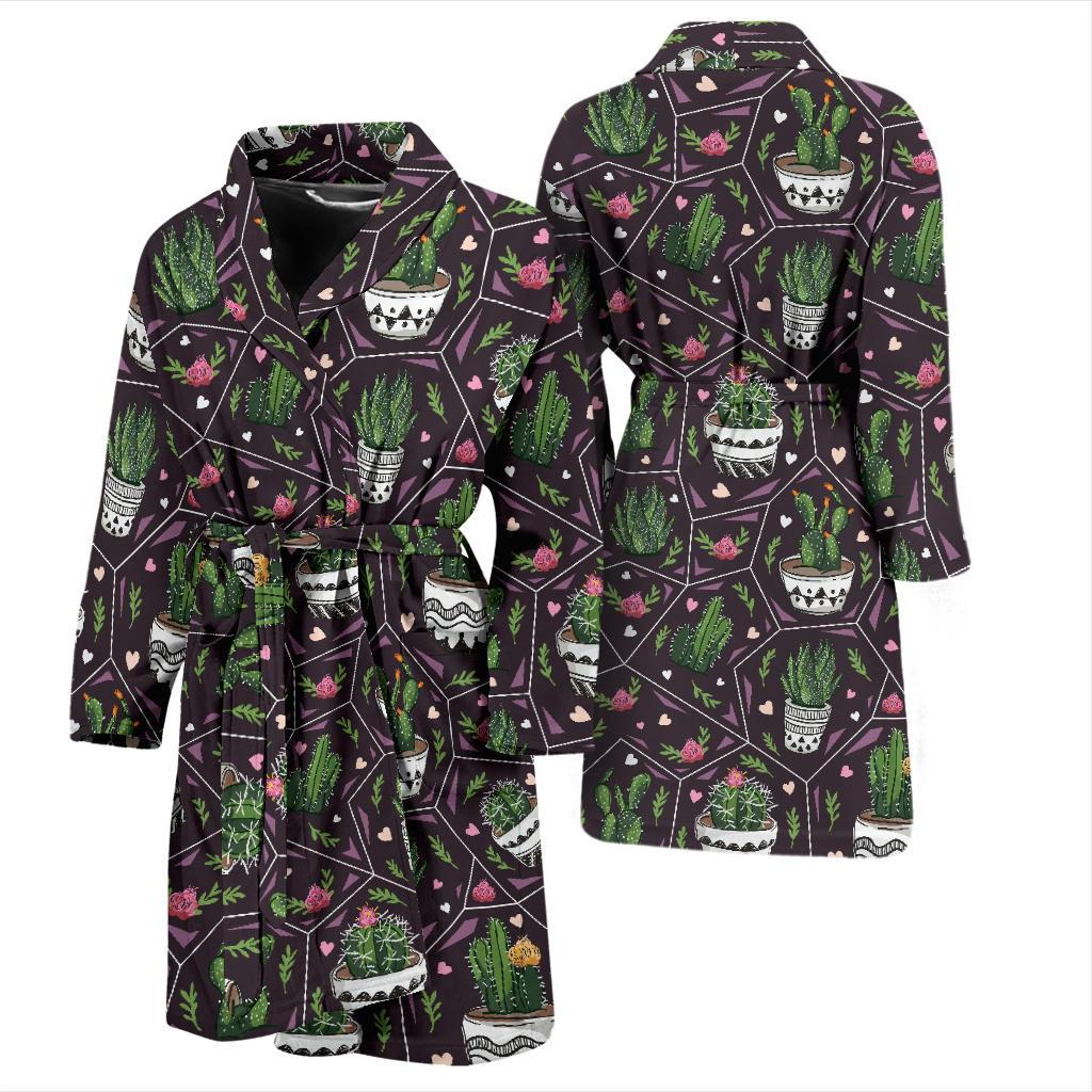 Cactus Pattern Print Design 03 Men Bathrobe-JORJUNE.COM
