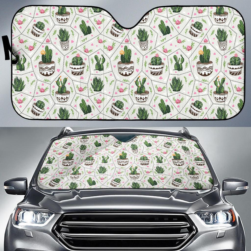 Cactus Pattern Print Design 04 Car Sun Shade-JORJUNE.COM