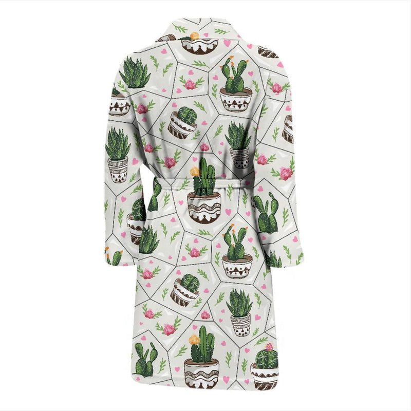 Cactus Pattern Print Design 04 Men Bathrobe-JORJUNE.COM