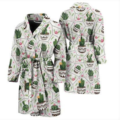 Cactus Pattern Print Design 04 Men Bathrobe-JORJUNE.COM