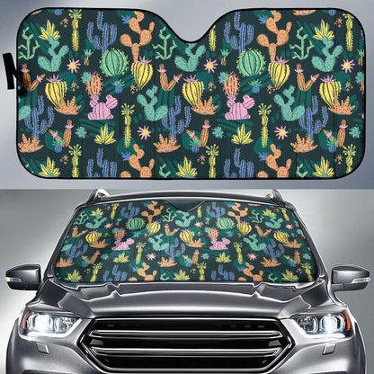 Cactus Pattern Print Design 05 Car Sun Shade-JORJUNE.COM