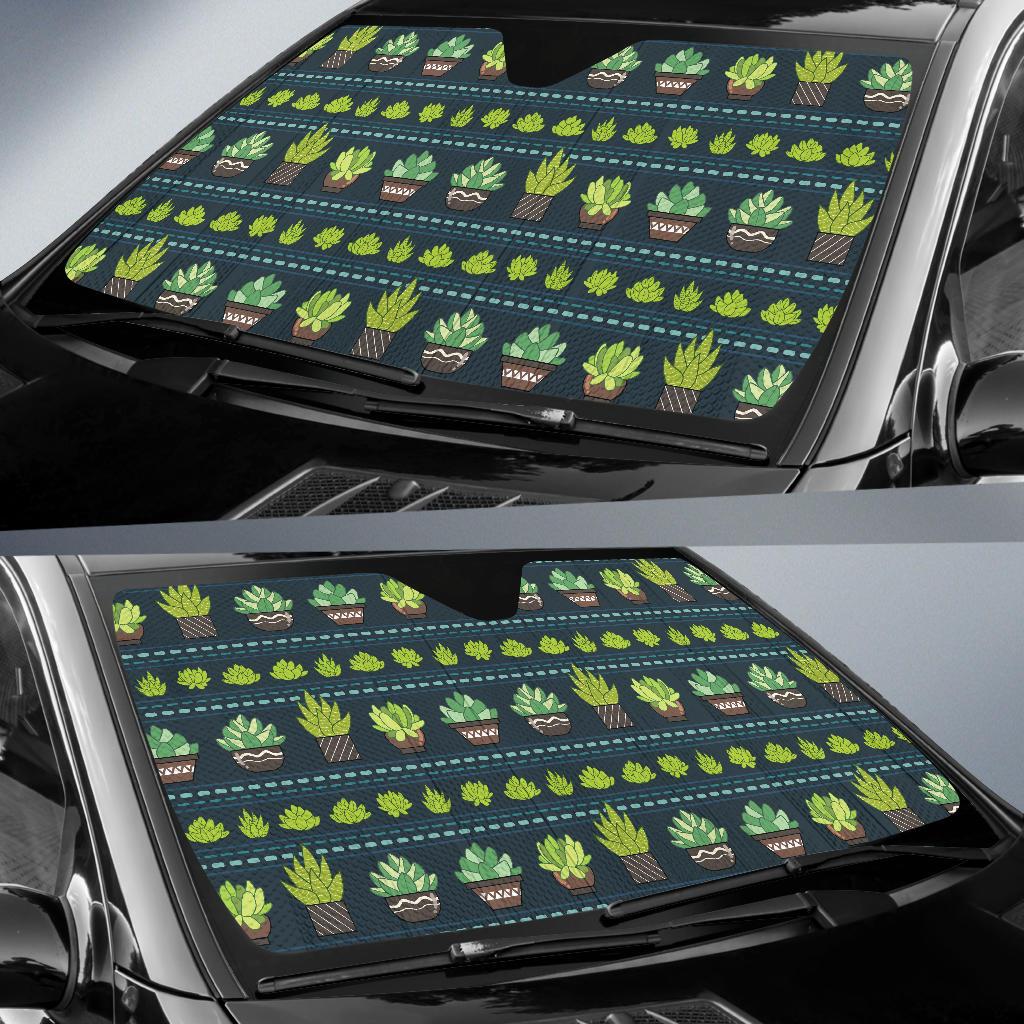 Cactus Pattern Print Design 07 Car Sun Shade-JORJUNE.COM