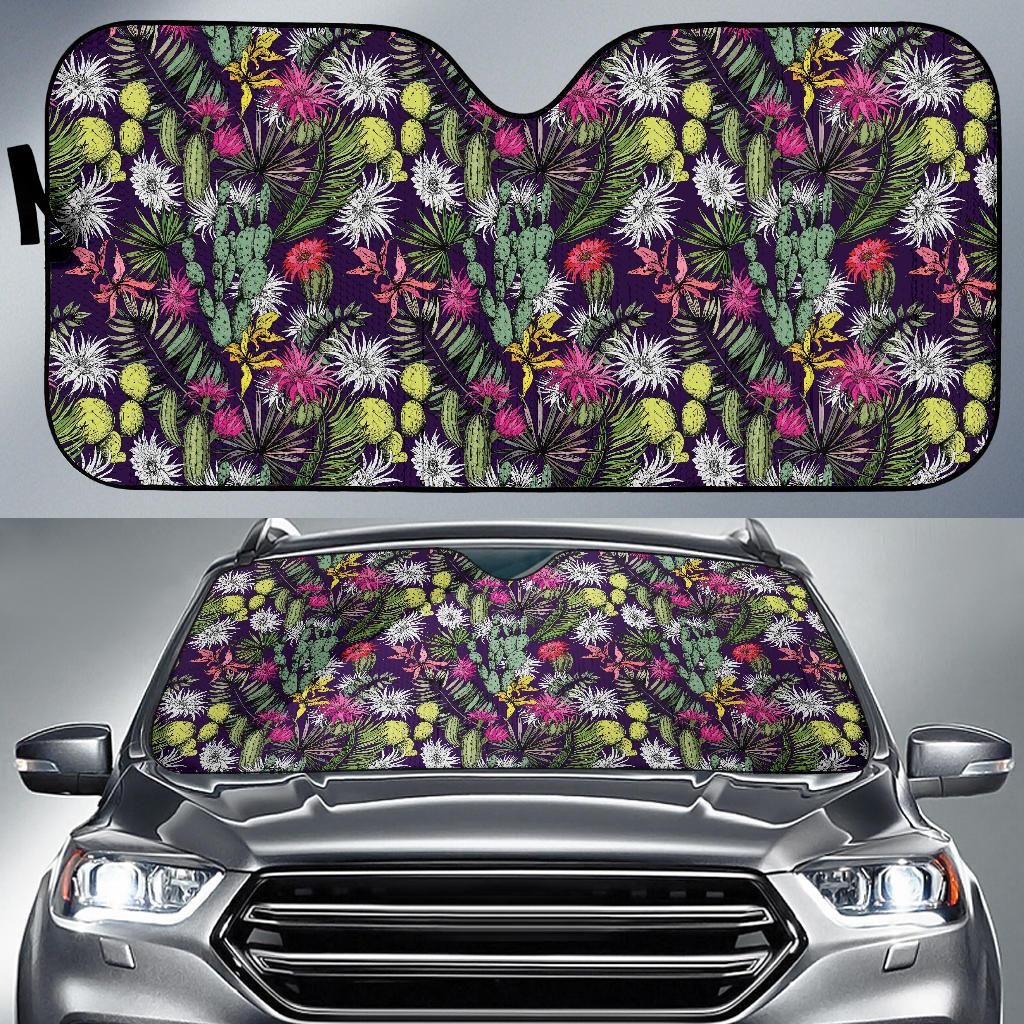 Cactus Pattern Print Design 08 Car Sun Shade-JORJUNE.COM