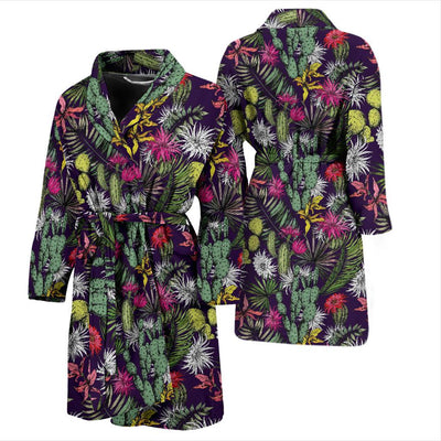 Cactus Pattern Print Design 08 Men Bathrobe-JORJUNE.COM