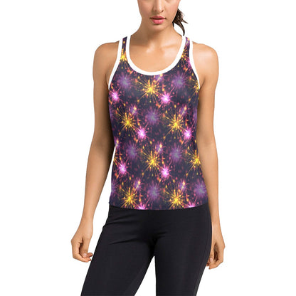 Firework Print Design LKS303 Women's Racerback Tank Top