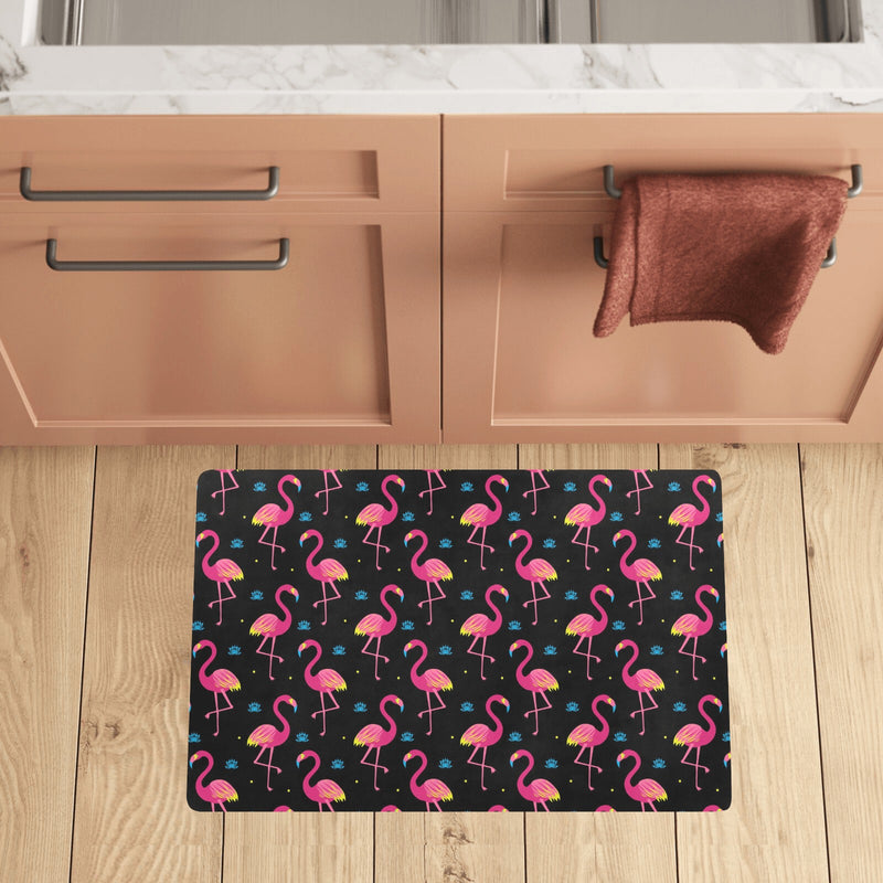 Flamingo Pink Neon Print Pattern Kitchen Mat