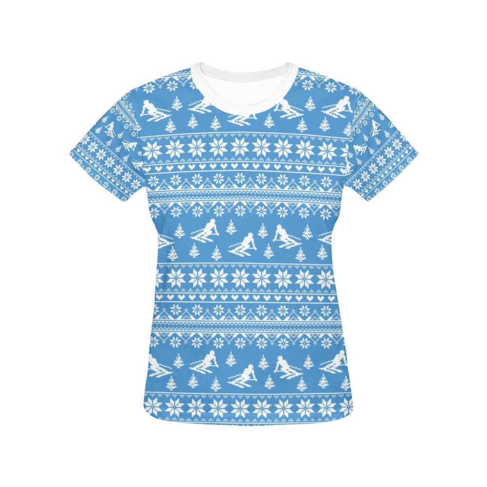 Ski Knit Pattern Print Design LKS302 Women's  T-shirt