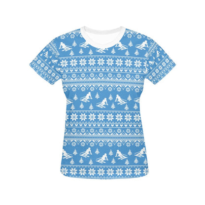 Ski Knit Pattern Print Design LKS302 Women's  T-shirt