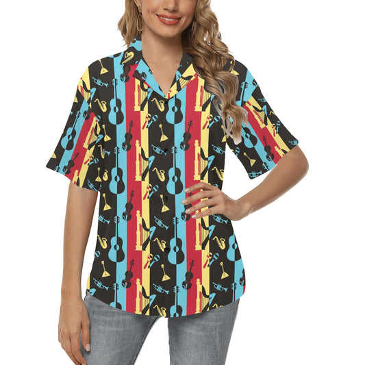 Jazz Pattern Print Design 02 Women's Hawaiian Shirt