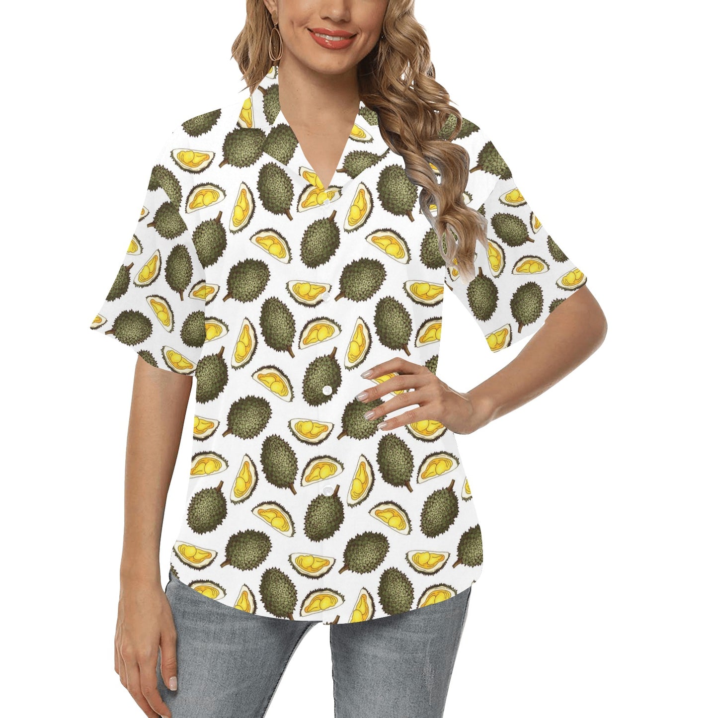 Durian Pattern Print Design DR03 Women's Hawaiian Shirt