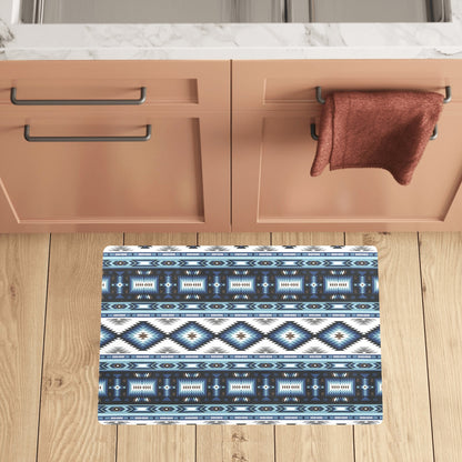 Navajo Dark Blue Print Pattern Kitchen Mat