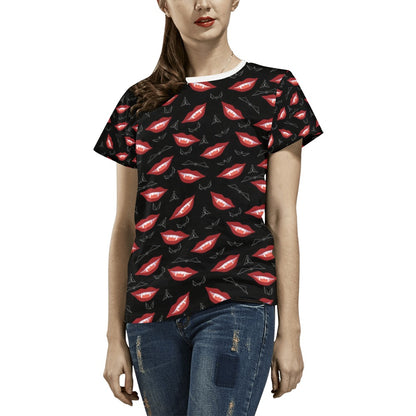 Vampire Lips Print Design LKS301 Women's  T-shirt