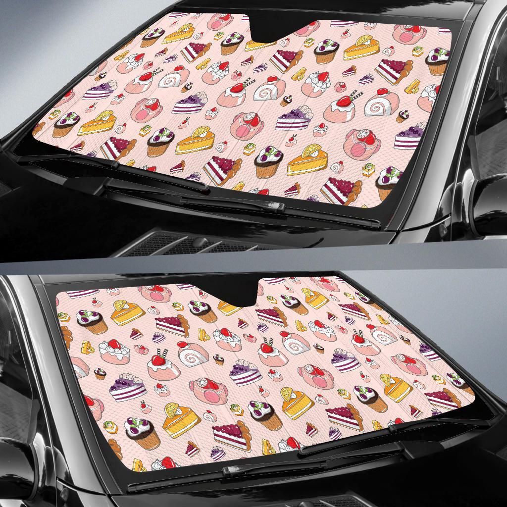 Cake Pattern Print Design 01 Car Sun Shade-JORJUNE.COM