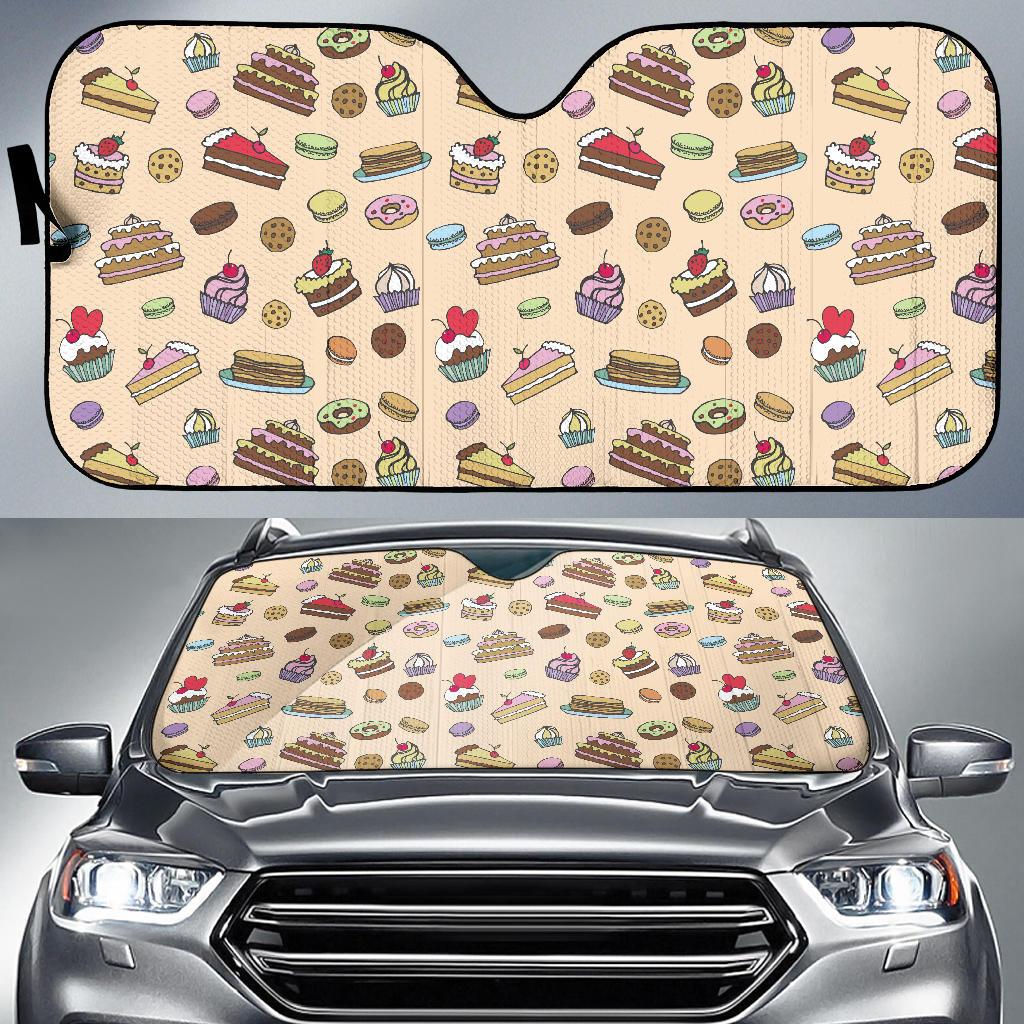 Cake Pattern Print Design 03 Car Sun Shade-JORJUNE.COM