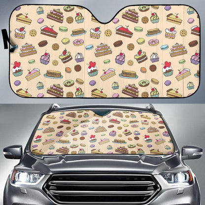 Cake Pattern Print Design 03 Car Sun Shade-JORJUNE.COM