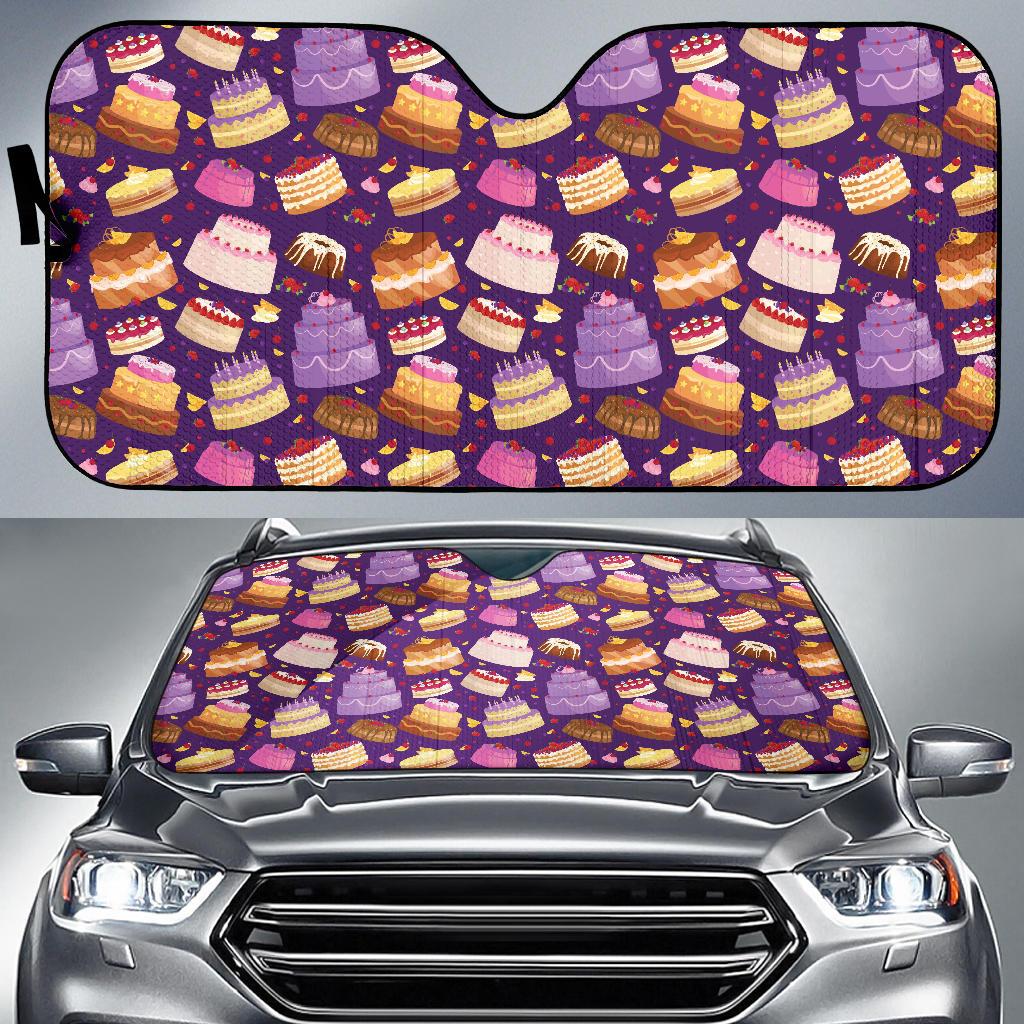 Cake Pattern Print Design 05 Car Sun Shade-JORJUNE.COM