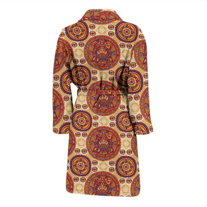 Calendar Aztec Pattern Print Design 01 Men Bathrobe-JORJUNE.COM